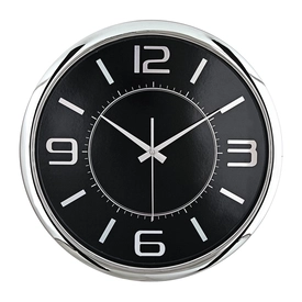 HELLEN404 SİYAH-GÜMÜŞ METALİZE ÇERÇEVE DUVAR SAATİ (420MM)