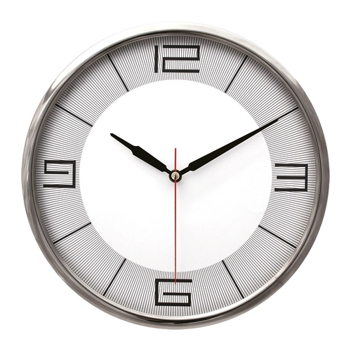 THOR707 GÜMÜŞ-GRİ METAL ÇERÇEVE DUVAR SAATİ (320MM)