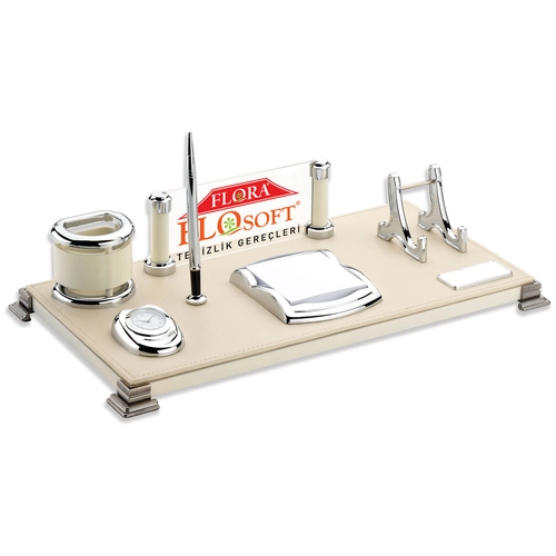 LEFKOŞA BEJ DERİ MASA SETİ