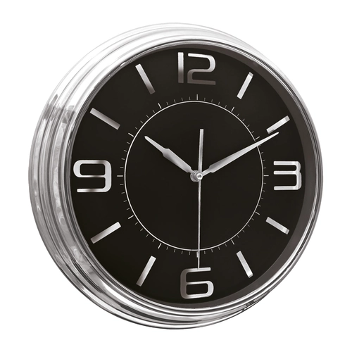 SEZAR401 SİYAH-GÜMÜŞ METALİZE ÇERÇEVE DUVAR SAATİ (380 MM)